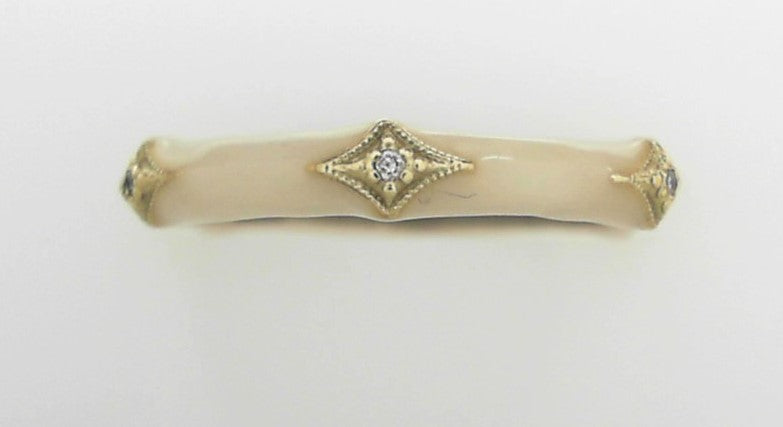 Cream Enamel Crivelli Stack Band Ring