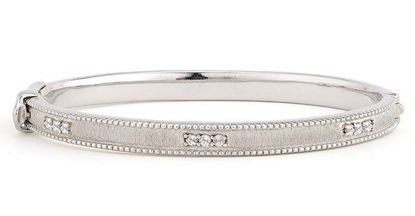 Silver Bangle with White Topa