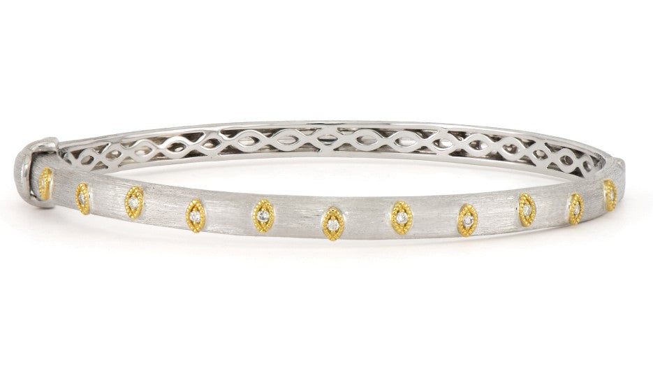 mixed metal bangle with diamonds