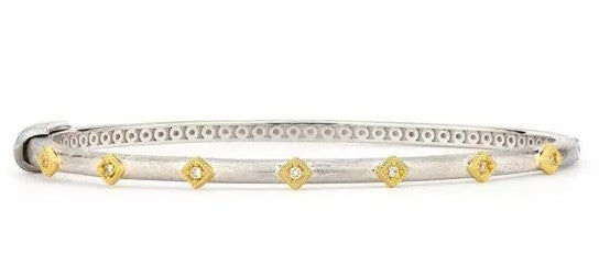 Sterling Silver Kite Bangle with Diamonds