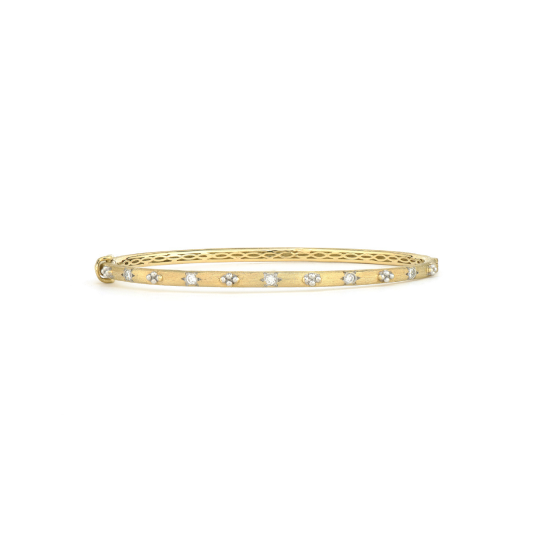 gold bangle with diamonds around