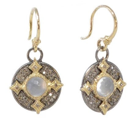 mixed metal earrings with chalcedony and diamonds