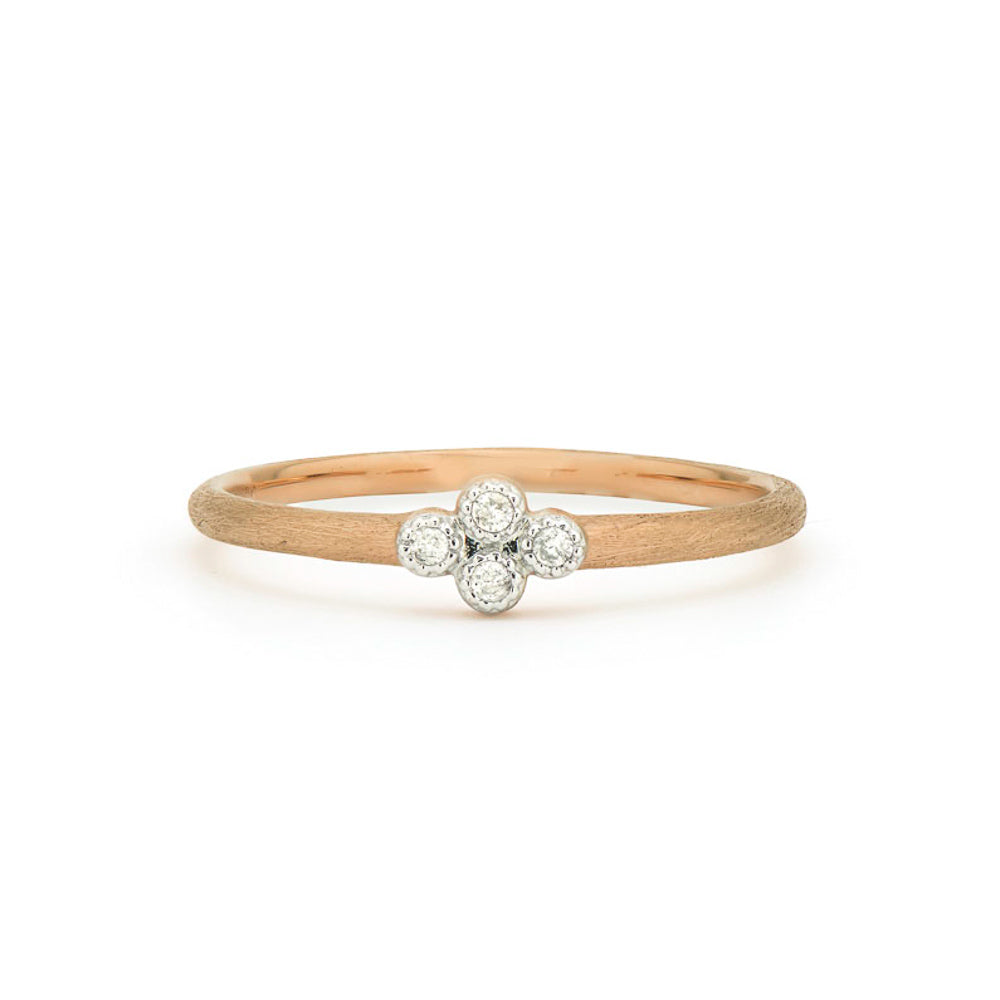 rose gold band with diamonds in the center in a kite shape