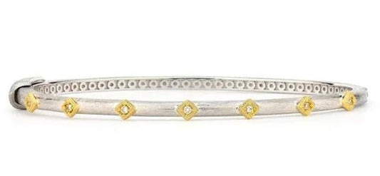 Sterling Silver Kite Bangle with Diamonds