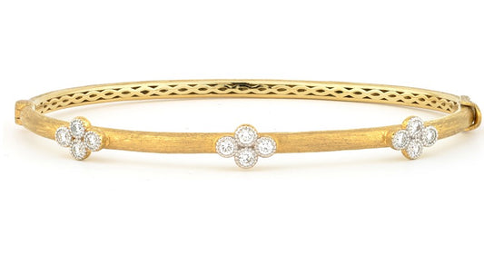 Brushed Gold Provence Bangle with Diamond Quads