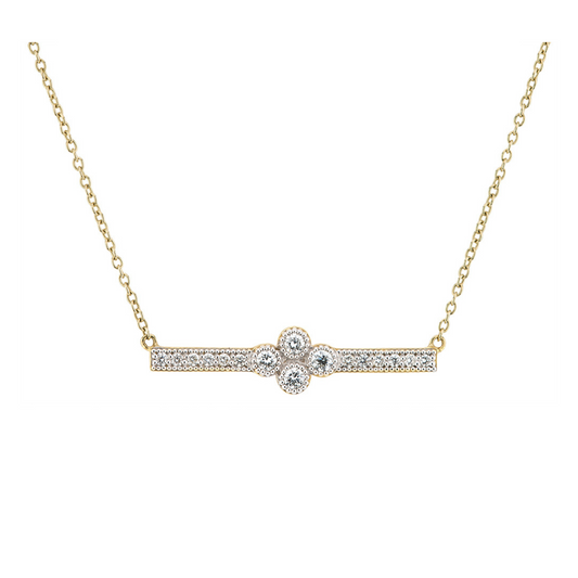 gold necklace with diamond bar