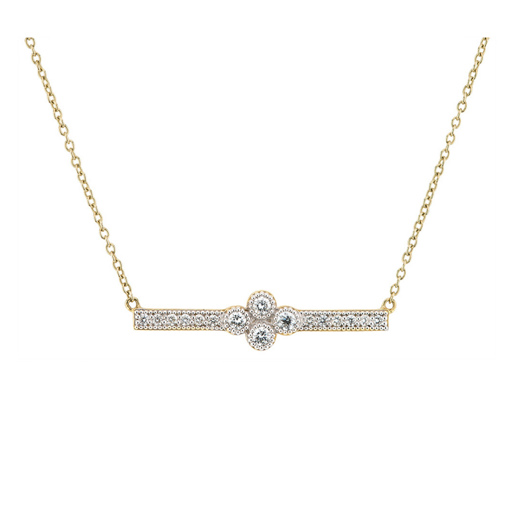 gold necklace with diamond bar