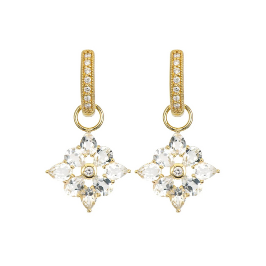 four petal earrings with gold and diamond huggies 