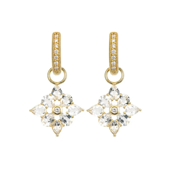 four petal earrings with gold and diamond huggies 