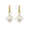 four petal earrings with gold and diamond huggies 