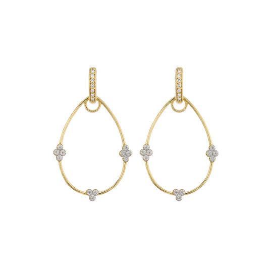 gold oval hoops with the kite shaped diamonds together