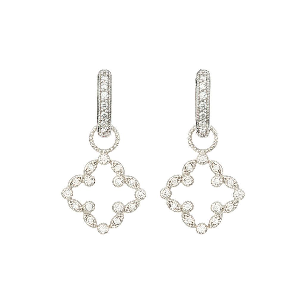 silver and diamond clover shaped earrings