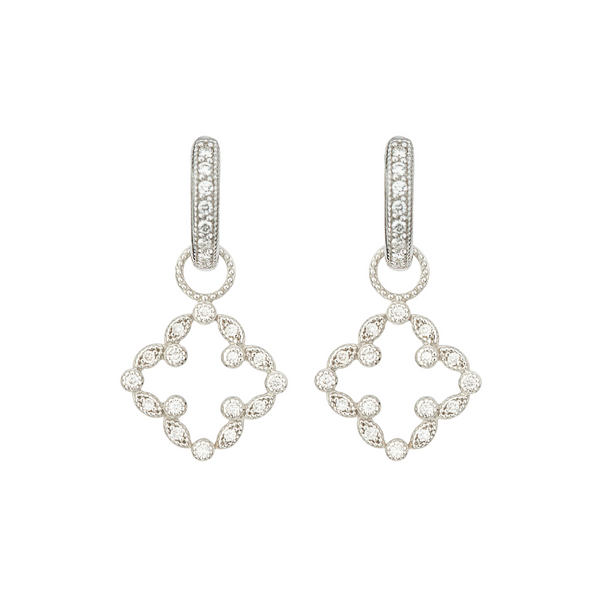 silver and diamond clover shaped earrings