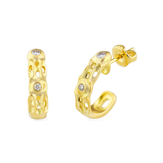 gold earrings with diamonds and holes in the earring loop