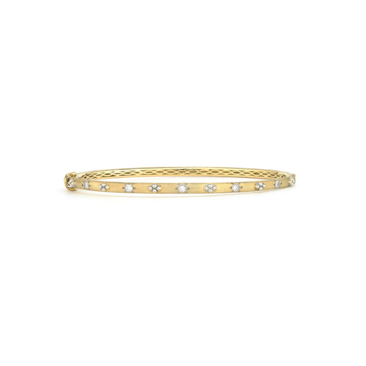 gold bangle with diamonds around 