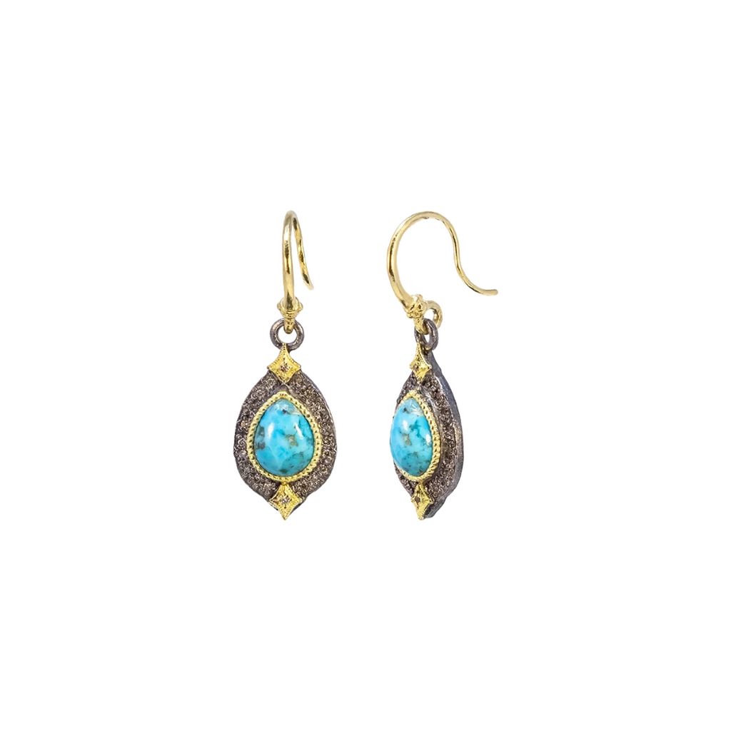 front and side view of the turquoise drop earrings