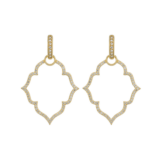 gold clover shaped earring with huggie