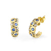 blue and gold diamonds on gold hoops