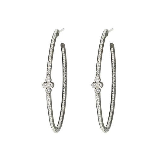 silver hoop earrings with diamonds