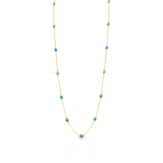 gold chain with turquoise gemstones