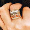 stack of rings on model hand