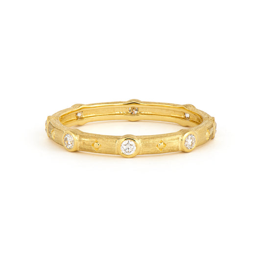 gold band with circle diamonds