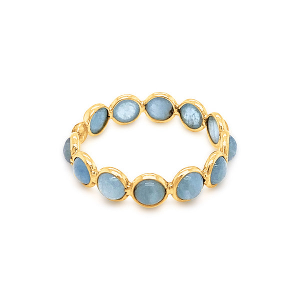 circle gemstones on a gold band