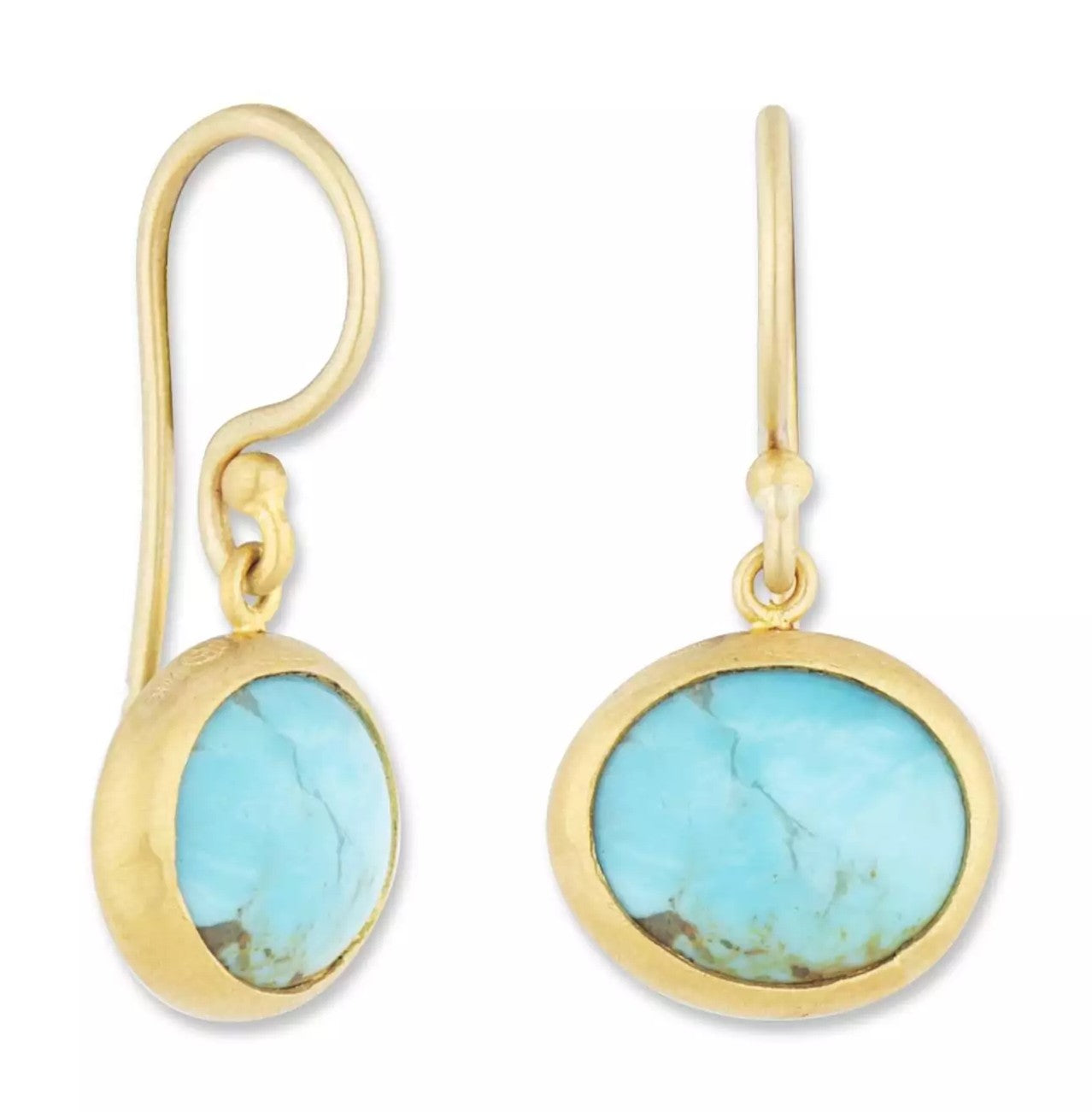 Pompeii 24K Gold Oval Kingman Turquoise Earrings