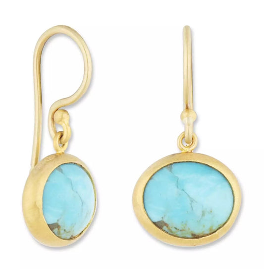 Pompeii 24K Gold Oval Kingman Turquoise Earrings