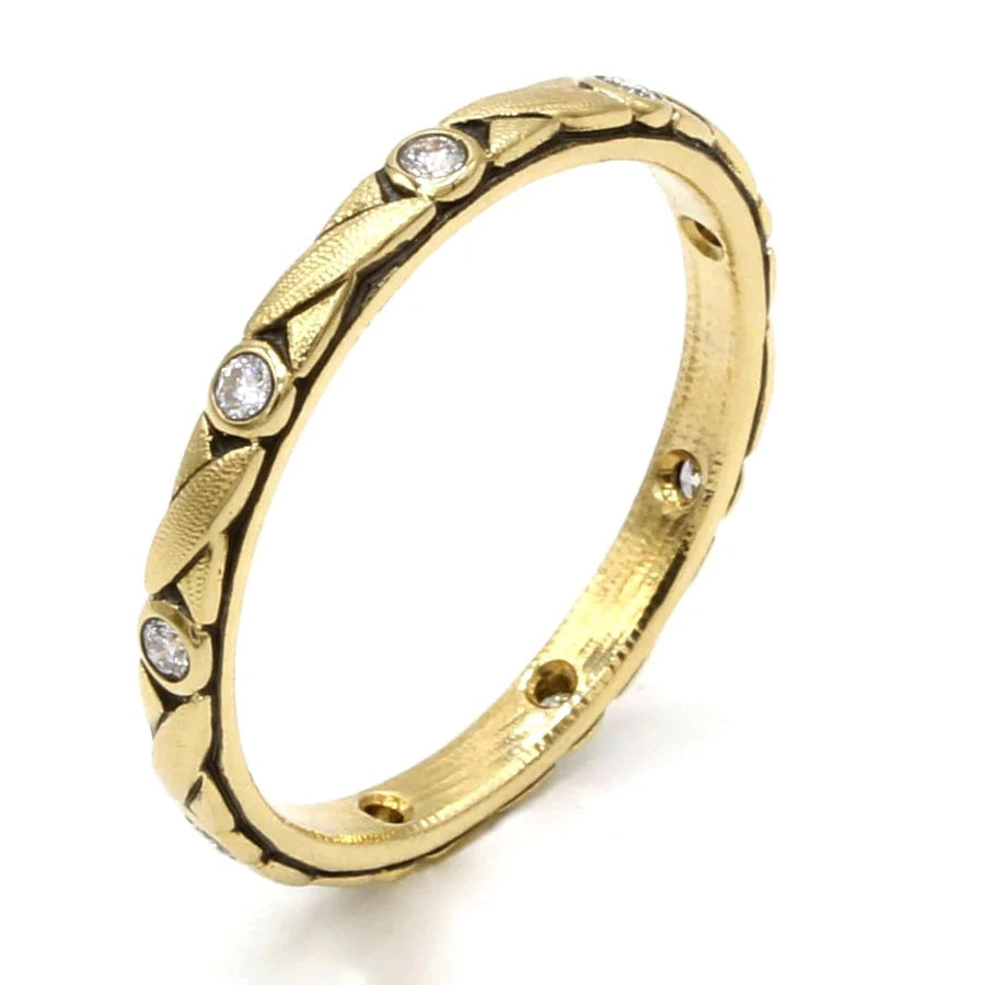 gold band with diamonds