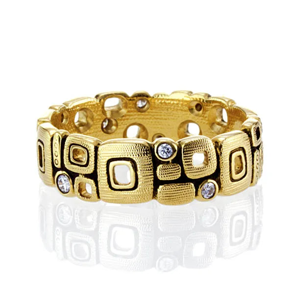 gold band with diamonds