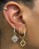 different hoops earrings on a model ear