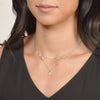 model wearing layered necklaces