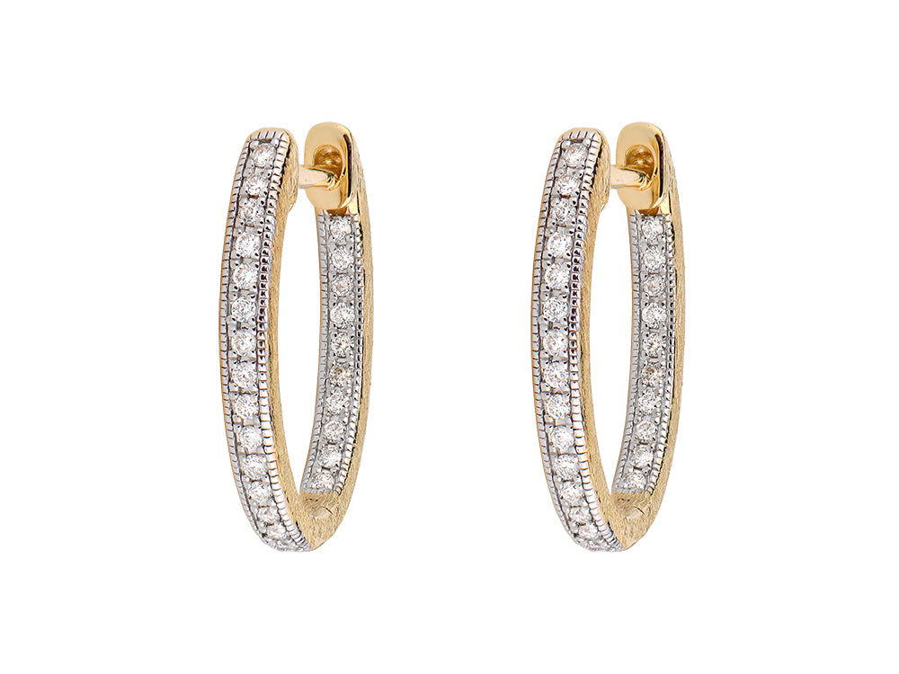 gold hoops with diamonds surrounding