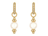 gold and diamond hanging earrings with pearls