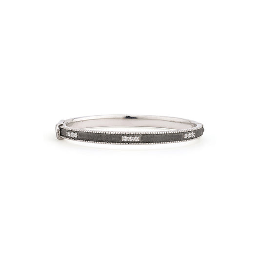 silver and black bangle with diamonds