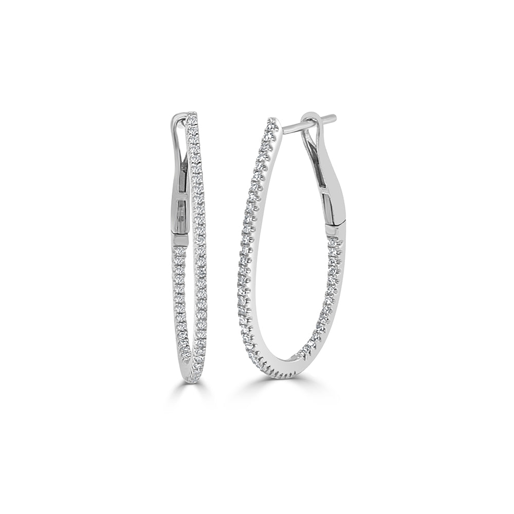 silver oval earrings with diamonds