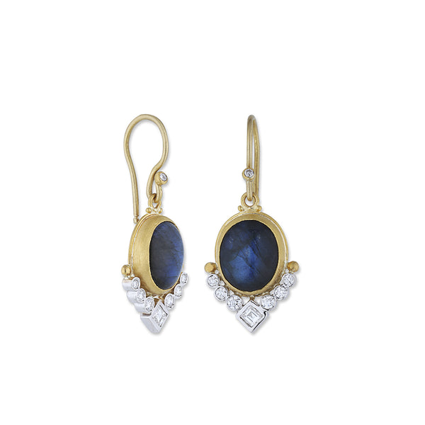 Labradorite and Diamond Earrings