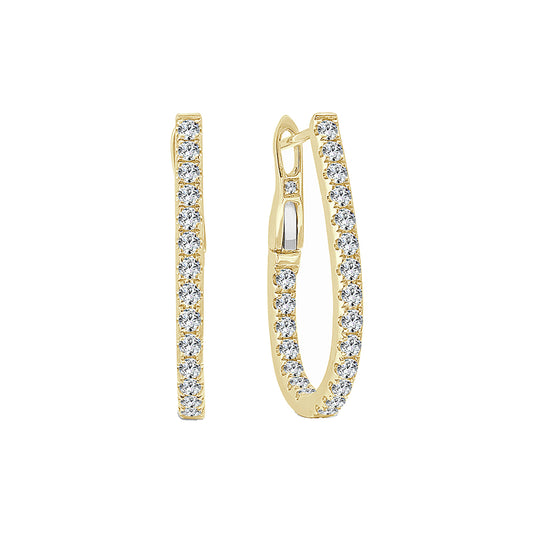 gold oval shaped hoops with diamonds