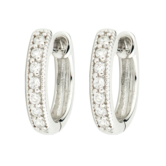 silver hoops with diamonds