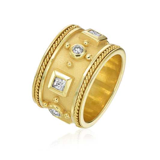 gold band with diamonds