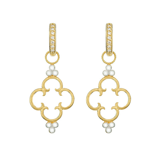 gold and diamond trio earrings from the front