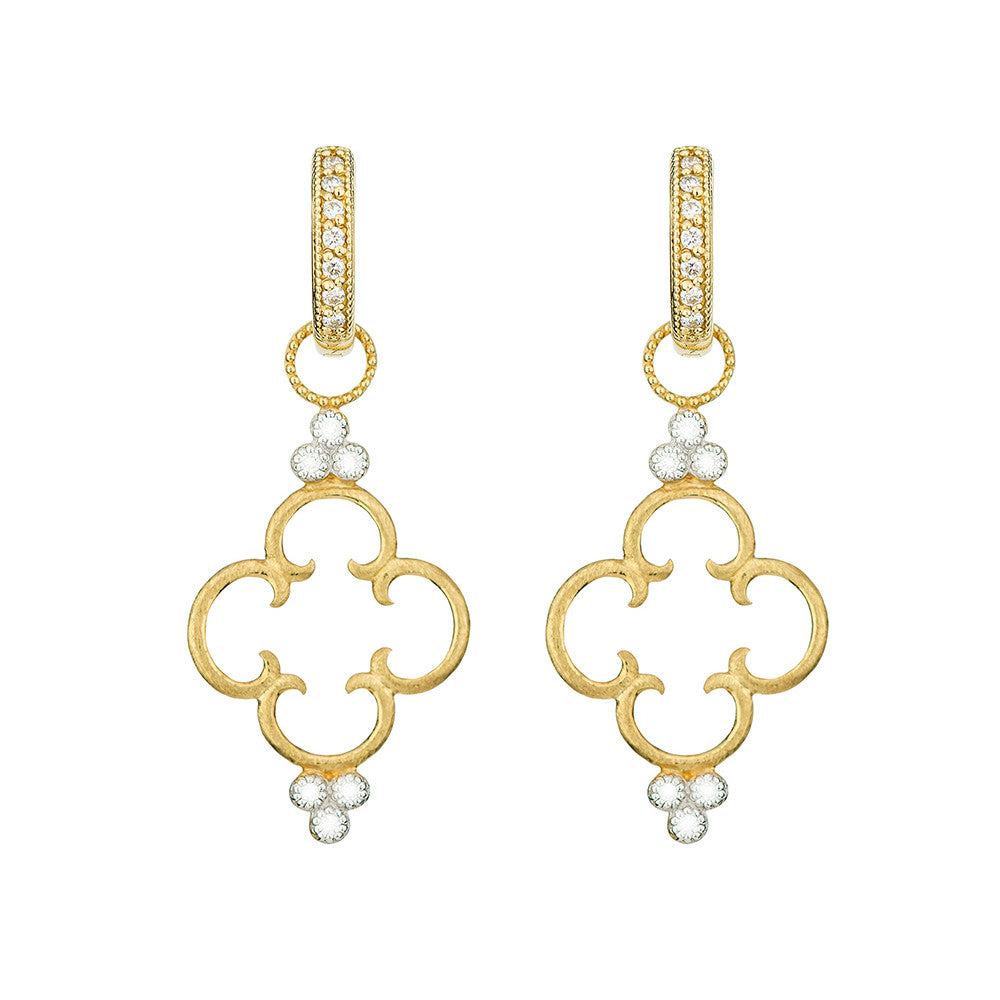 gold and diamond trio earrings from the front