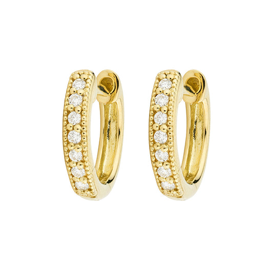 gold and diamond huggie earrings